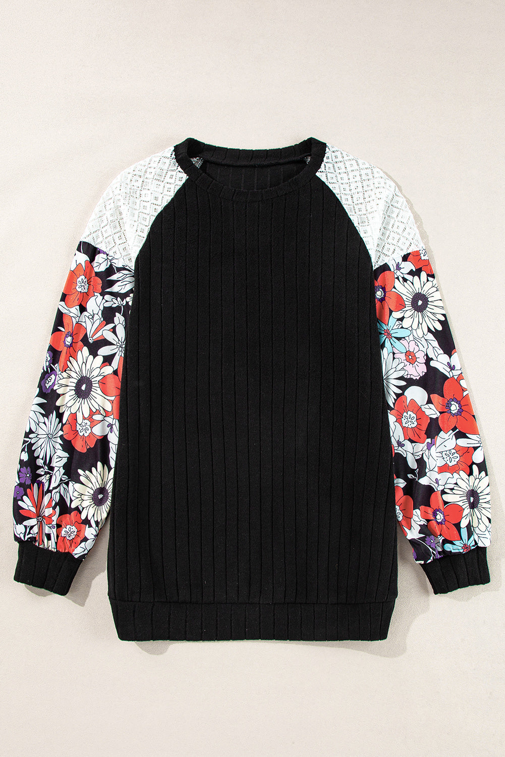 Bailey Patchwork Long Sleeve Ribbed Blouse-7