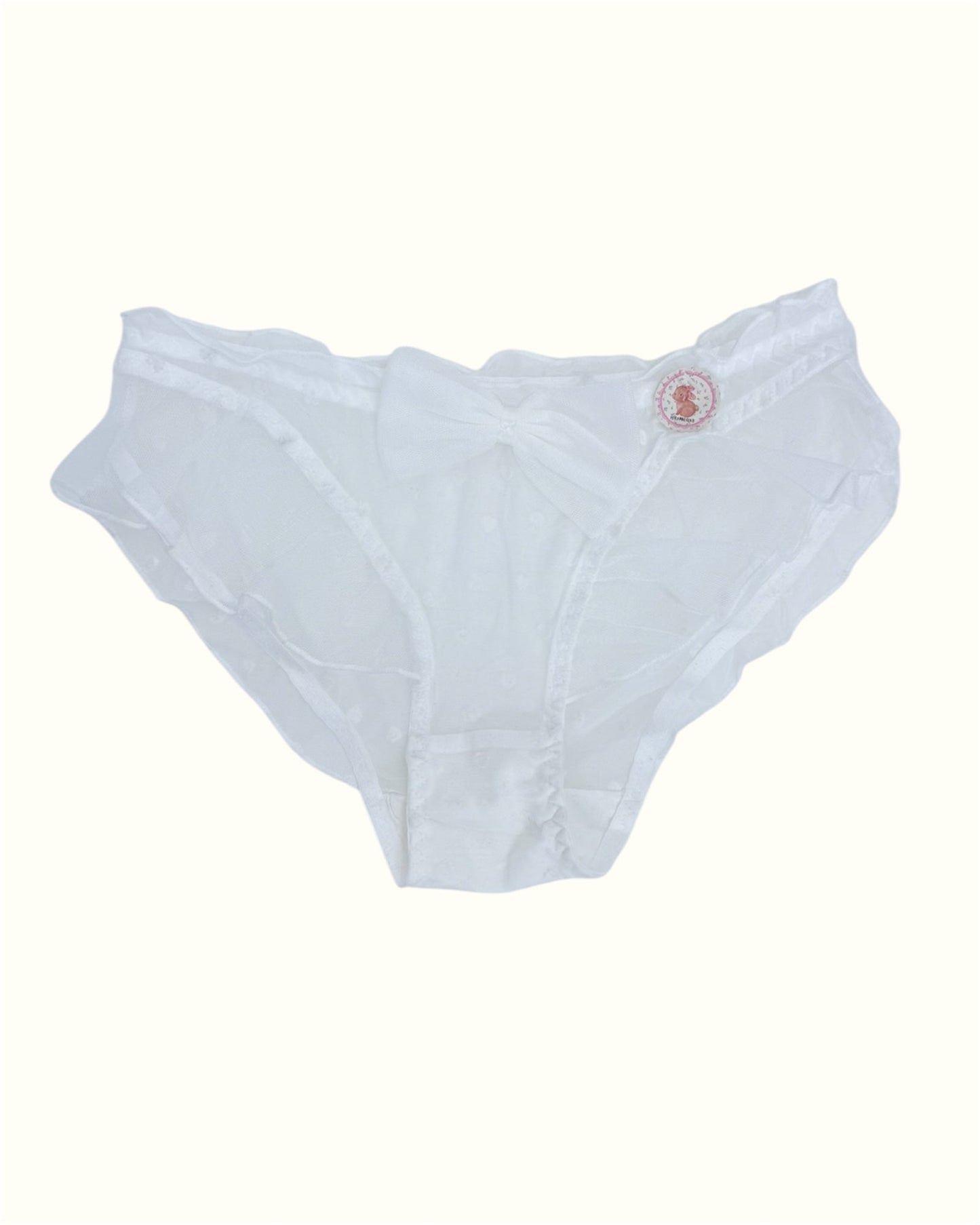 Sheer White Ruffle Panties with Bow Detail-2