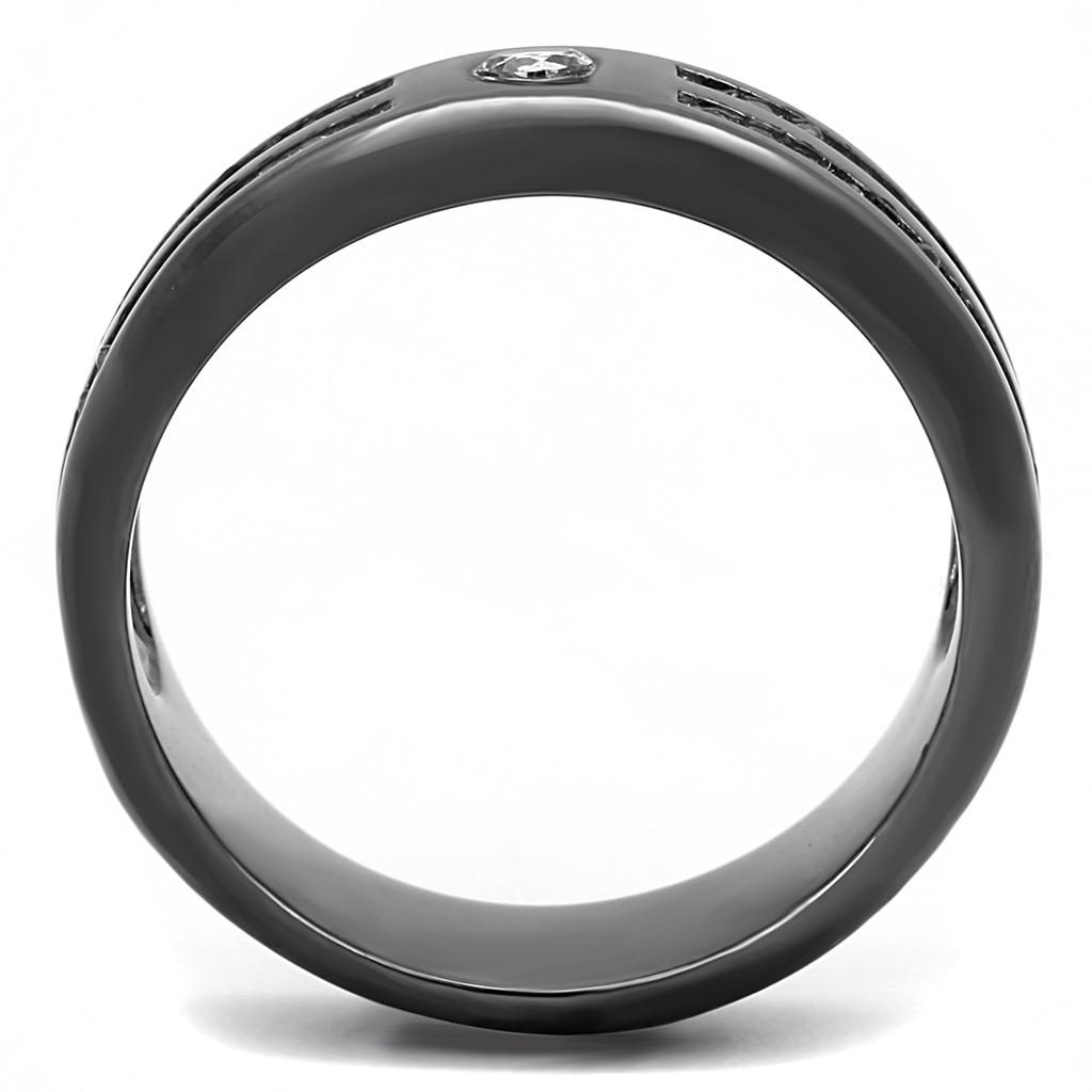 TK3275 - IP Light Black (IP Gun) Stainless Steel Ring with AAA Grade CZ in Clear-2