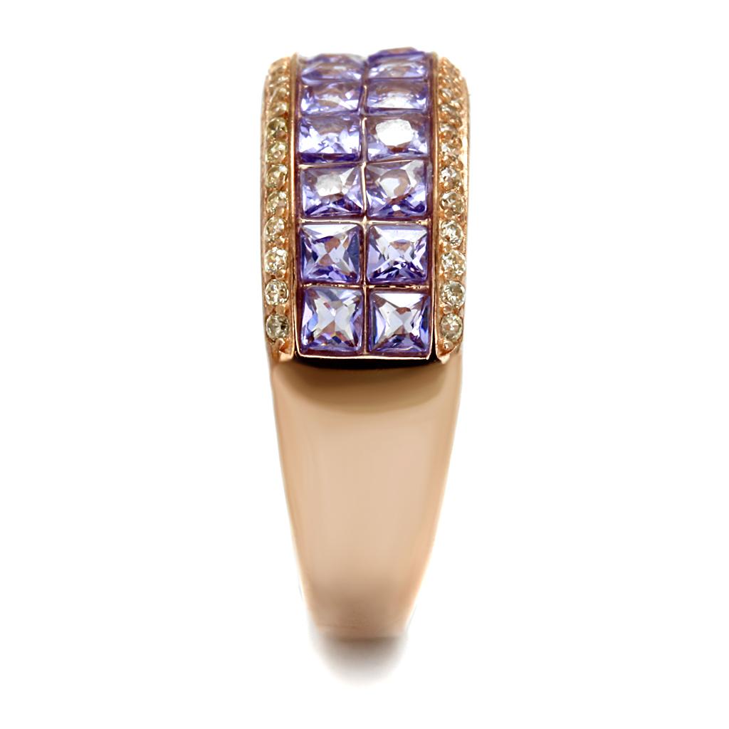 TS525 - Rose Gold 925 Sterling Silver Ring with AAA Grade CZ in Amethyst-3