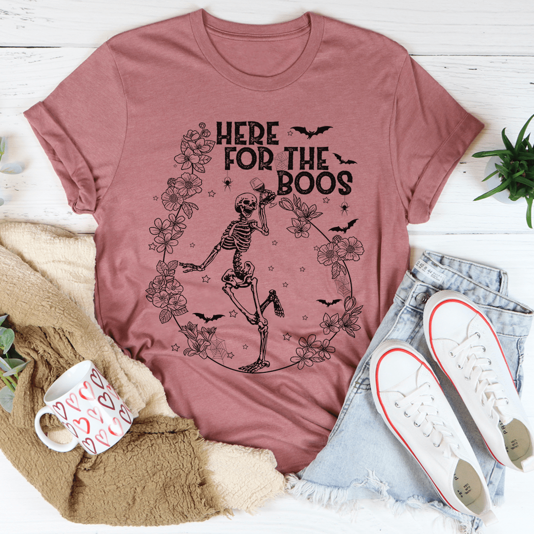 Here For The Boos Wine T-Shirt-0