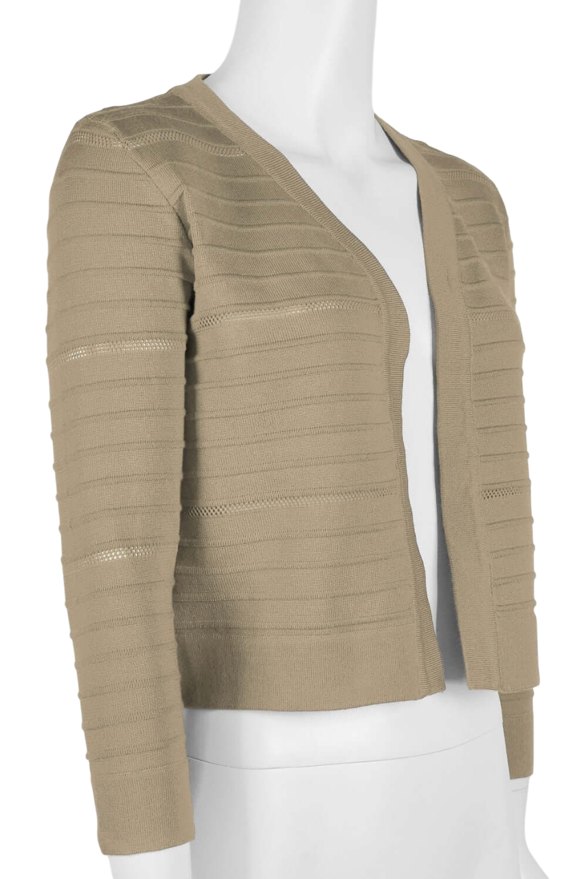 Nina Leonard Banded Long Sleeve Ribbed Knit Jacket-1
