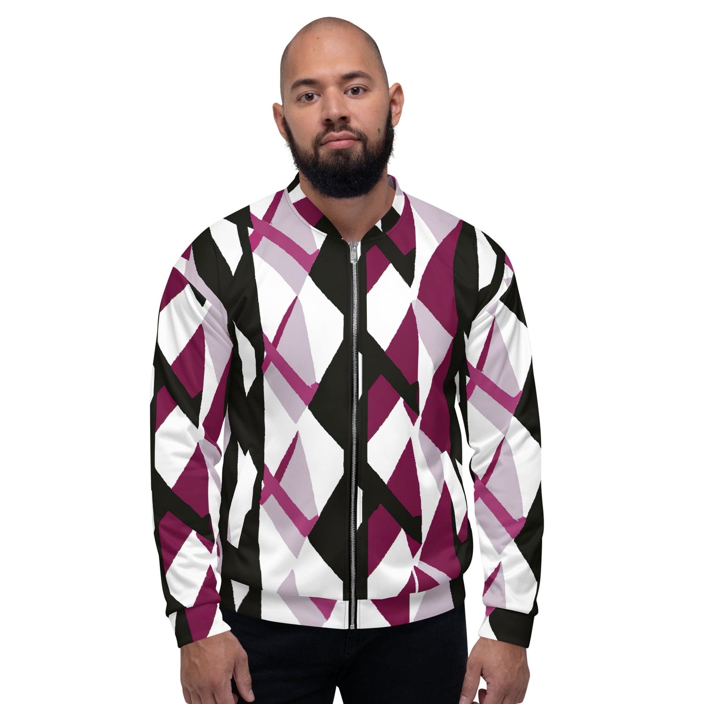 Mens Bomber Jacket - Pink Mauve Pattern-4
