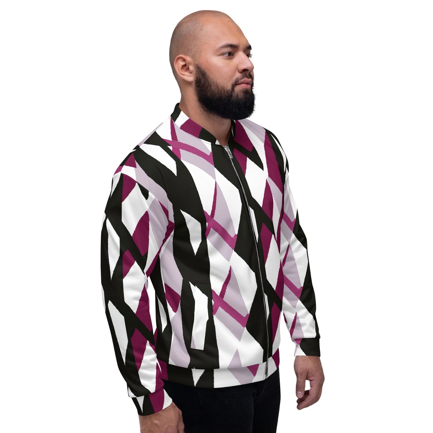 Mens Bomber Jacket - Pink Mauve Pattern-2