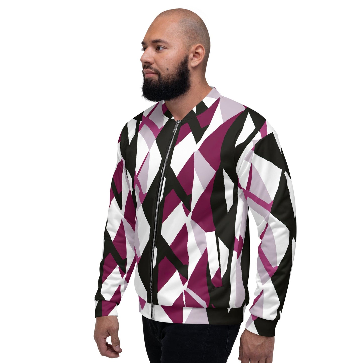 Mens Bomber Jacket - Pink Mauve Pattern-3