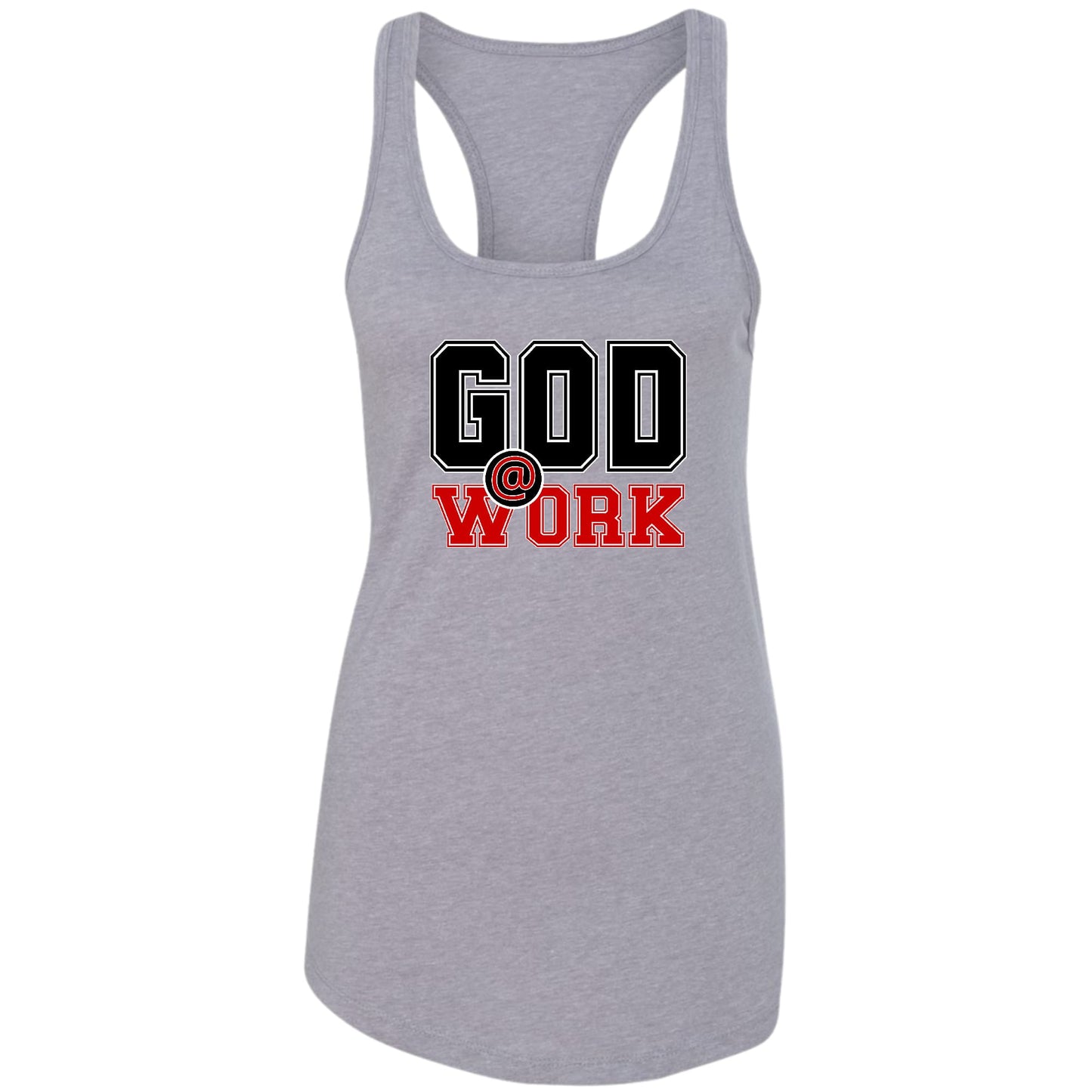 Womens Fitness Tank Top Graphic T-shirt - God @ Work Black and Red-6
