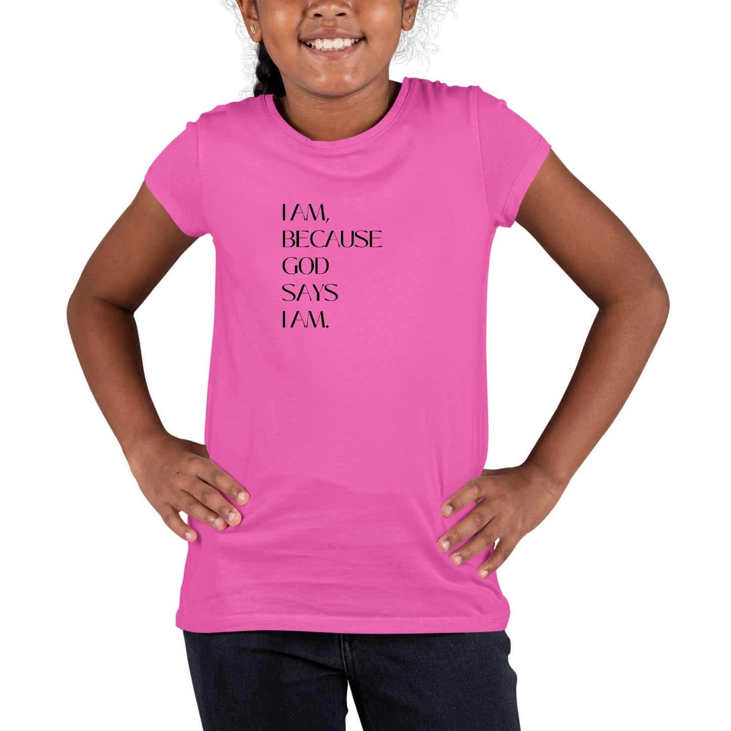 Youth Short Sleeve Graphic T-shirt Say it Soul - i am Because God Says-3