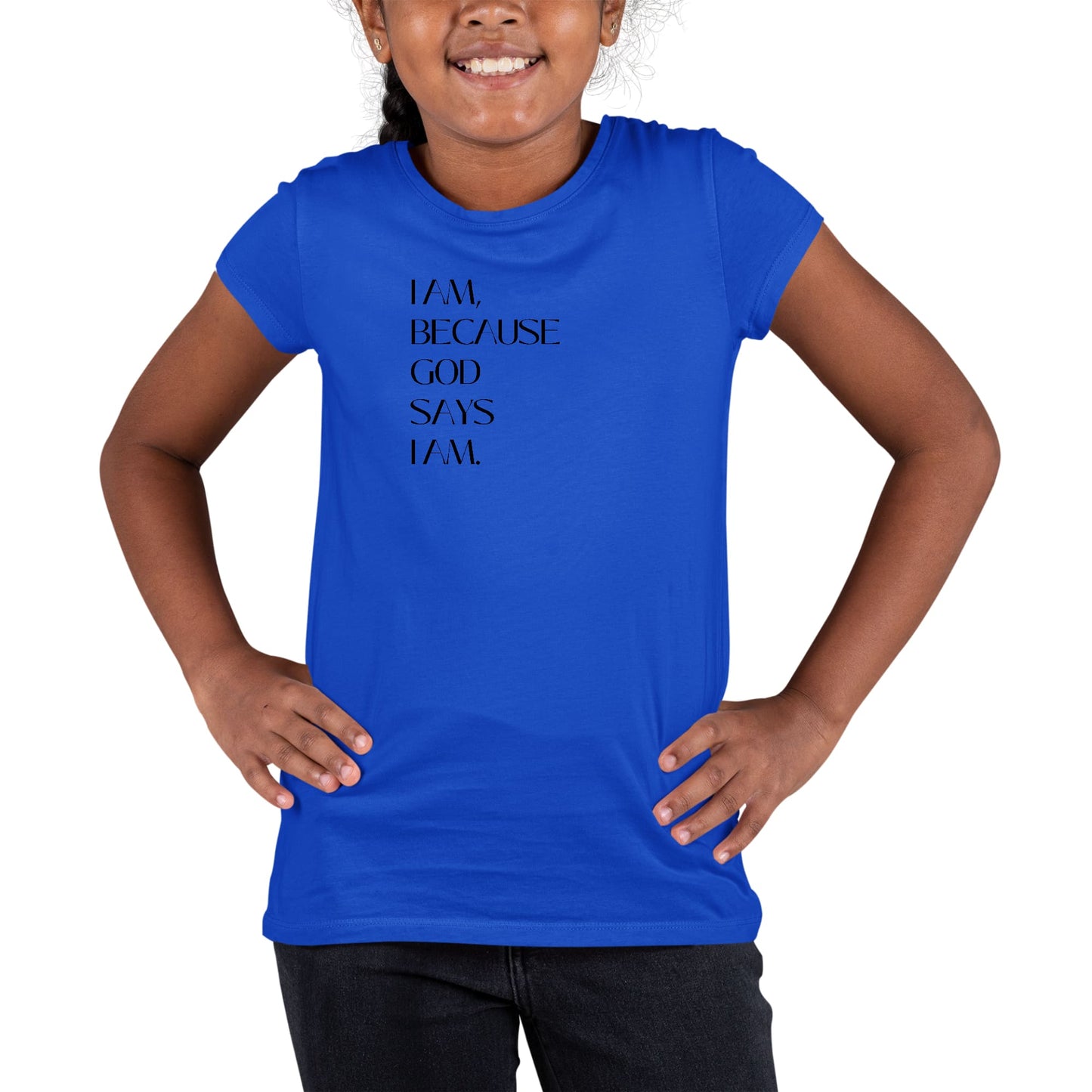 Youth Short Sleeve Graphic T-shirt Say it Soul - i am Because God Says-2