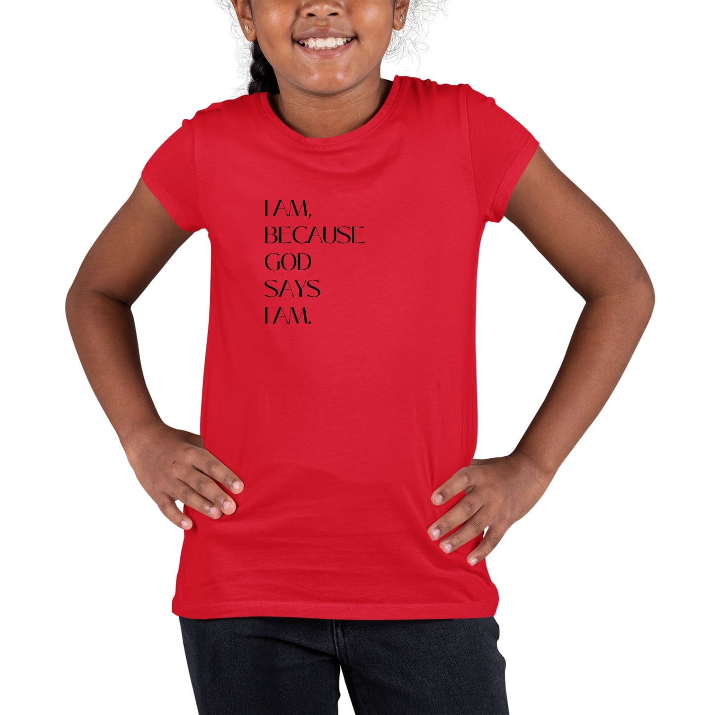 Youth Short Sleeve Graphic T-shirt Say it Soul - i am Because God Says-1