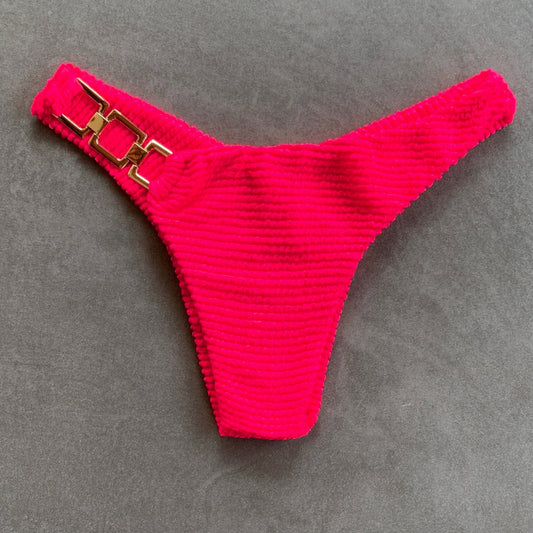 Electra Red Textured Bia Metal Bikini Bottom-0
