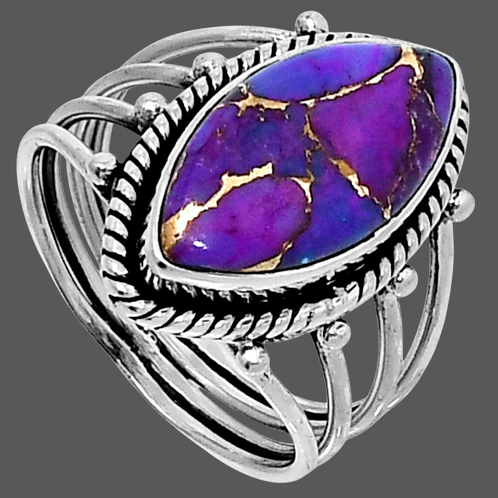 Premium Quality Copper Purple Turquoise Ring size-8 R-1010 31-ER12032-2
