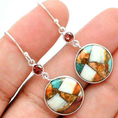 Premium Spiny Oyster Turquoise & Garnet Pendant Earrings Set T-1010 32-ET10082-1