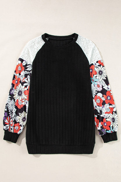 Bailey Patchwork Long Sleeve Ribbed Blouse-7
