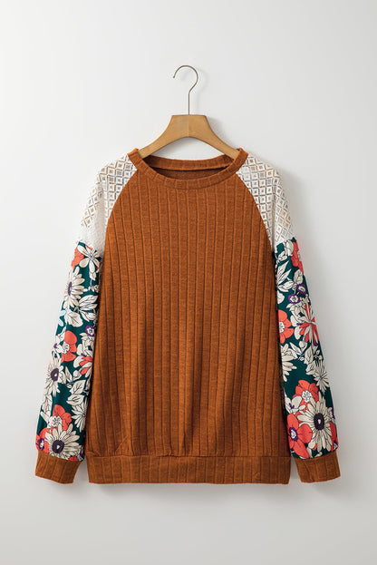 Bailey Patchwork Long Sleeve Ribbed Blouse-5
