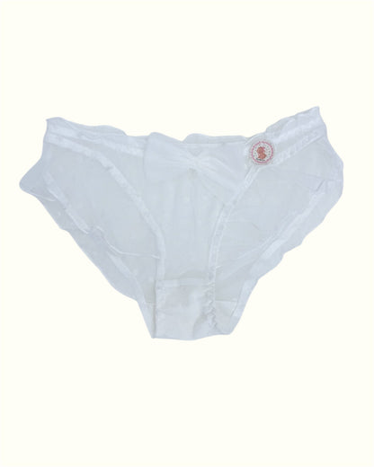 Sheer White Ruffle Panties with Bow Detail-2