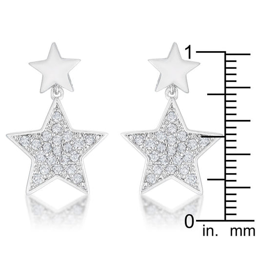 Bianca 0.5ct CZ Rhodium Star Drop Earrings-0