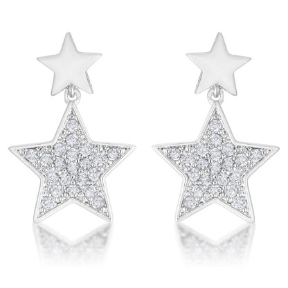 Bianca 0.5ct CZ Rhodium Star Drop Earrings-2