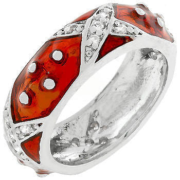 Marbled Ruby Red Enamel Ring-0