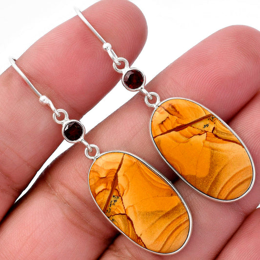 Natural Picture Jasper & Garnet Earrings E-1002 SDE80864-0