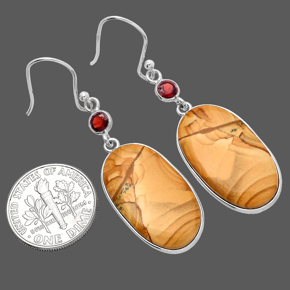 Natural Picture Jasper & Garnet Earrings E-1002 SDE80864-2