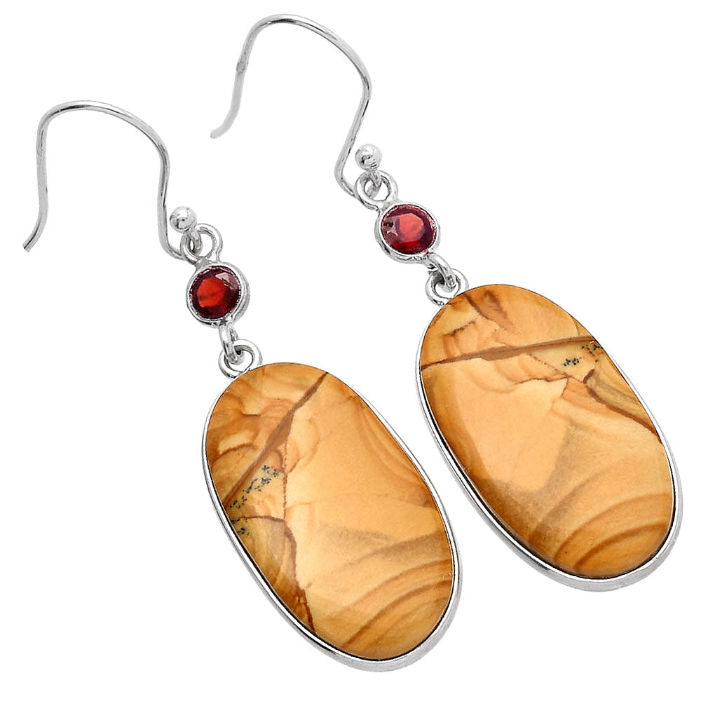 Natural Picture Jasper & Garnet Earrings E-1002 SDE80864-1