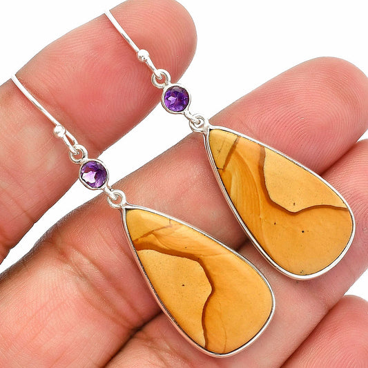 Natural Picture Jasper & Amethyst Earrings E-1002 SDE82382-0