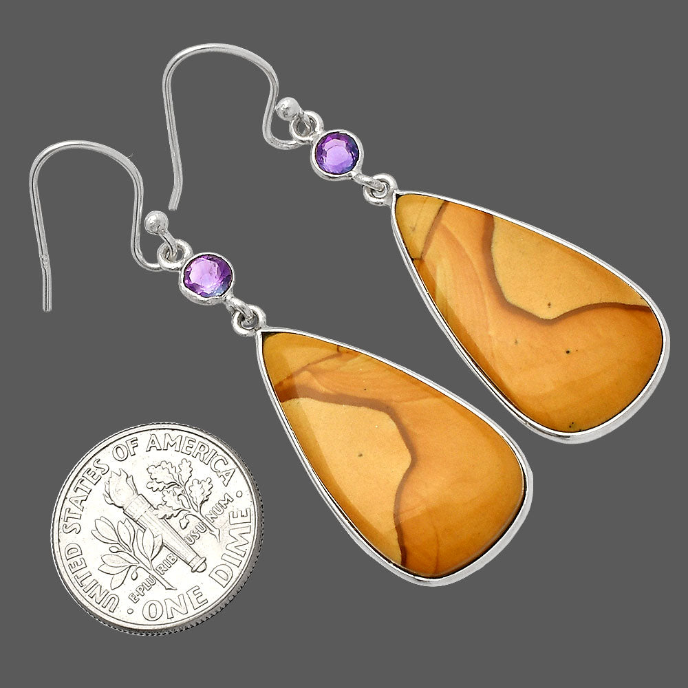 Natural Picture Jasper & Amethyst Earrings E-1002 SDE82382-2