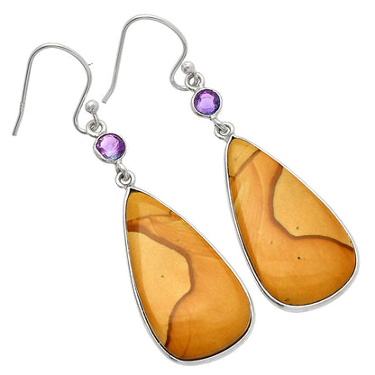 Natural Picture Jasper & Amethyst Earrings E-1002 SDE82382-1