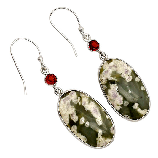 Peace Jade and Garnet Earrings E-1002 SDE90243-0