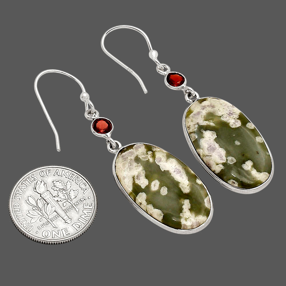 Peace Jade and Garnet Earrings E-1002 SDE90243-1