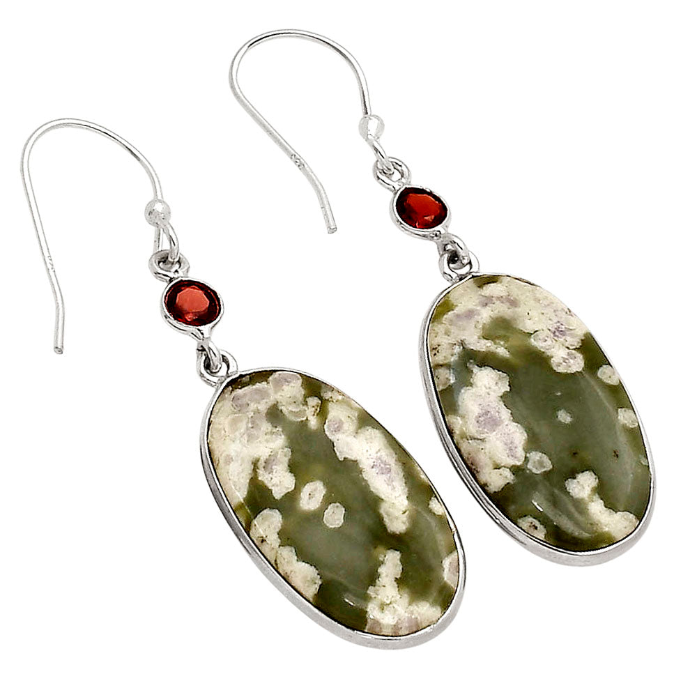 Peace Jade and Garnet Earrings E-1002 SDE90243-2
