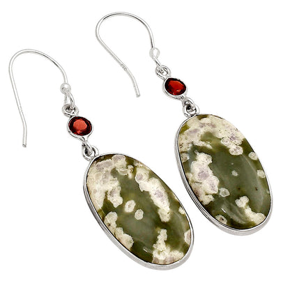 Peace Jade and Garnet Earrings E-1002 SDE90243-2