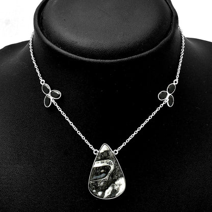 Mexican Cabbing Fossil & Black Onyx Necklace N-1002 SDN1639-0