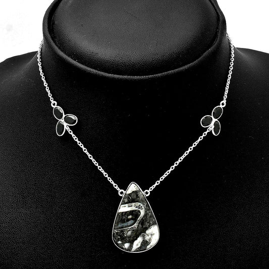 Mexican Cabbing Fossil & Black Onyx Necklace N-1002 SDN1639-0