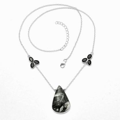 Mexican Cabbing Fossil & Black Onyx Necklace N-1002 SDN1639-2
