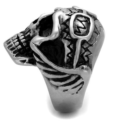 TK2414 - Antique Silver Stainless Steel Ring with Epoxy  in Jet-3