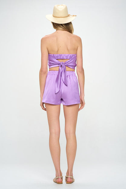 Stretch Satin Tube Top with Back Tie-5