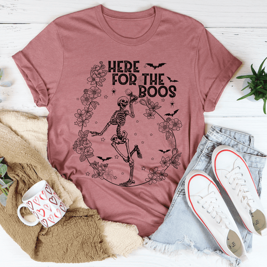 Here For The Boos Wine T-Shirt-0