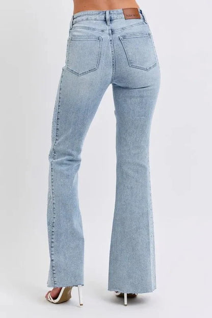 Judy Blue Full Size Mid Rise Rhinestone Side Panel Detail Flare Jeans Plus Size-2
