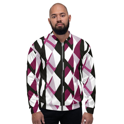 Mens Bomber Jacket - Pink Mauve Pattern-4