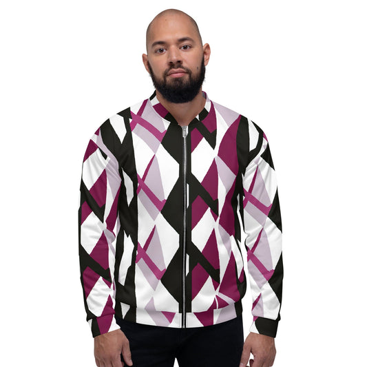 Mens Bomber Jacket - Pink Mauve Pattern-0