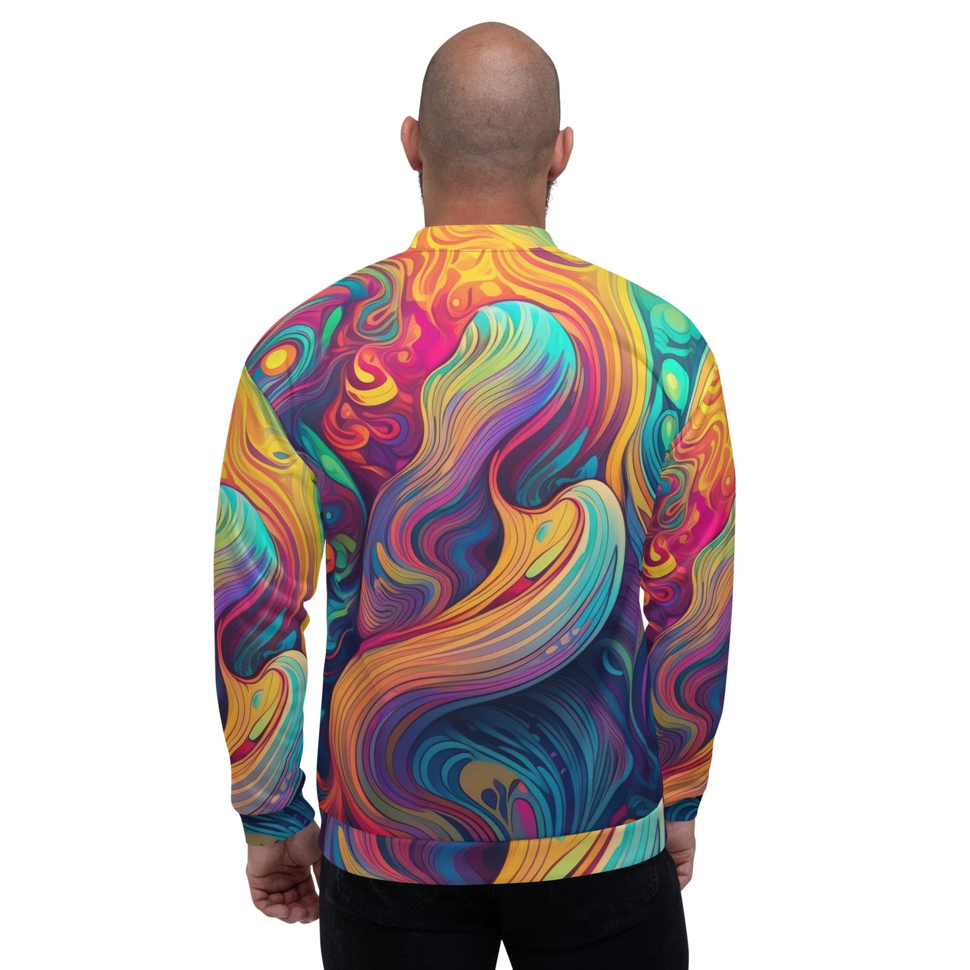 Mens Bomber Jacket - Vibrant Psychedelic Rave Pattern -kaleidoscope-1