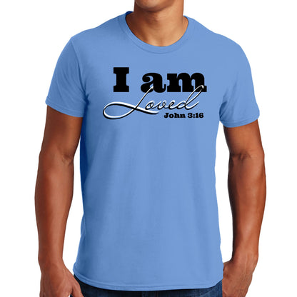 Mens Graphic T-shirt i am Loved - John 3:16 Black Illustration-1