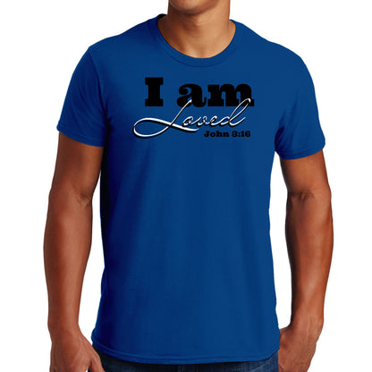 Mens Graphic T-shirt i am Loved - John 3:16 Black Illustration-3