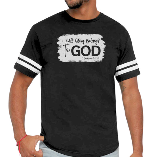 Mens Vintage Sport T-shirt All Glory Belongs to God Christian-0
