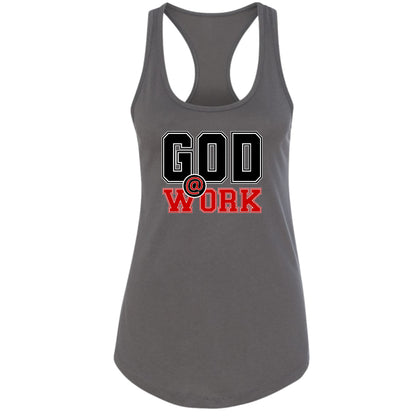 Womens Fitness Tank Top Graphic T-shirt - God @ Work Black and Red-5