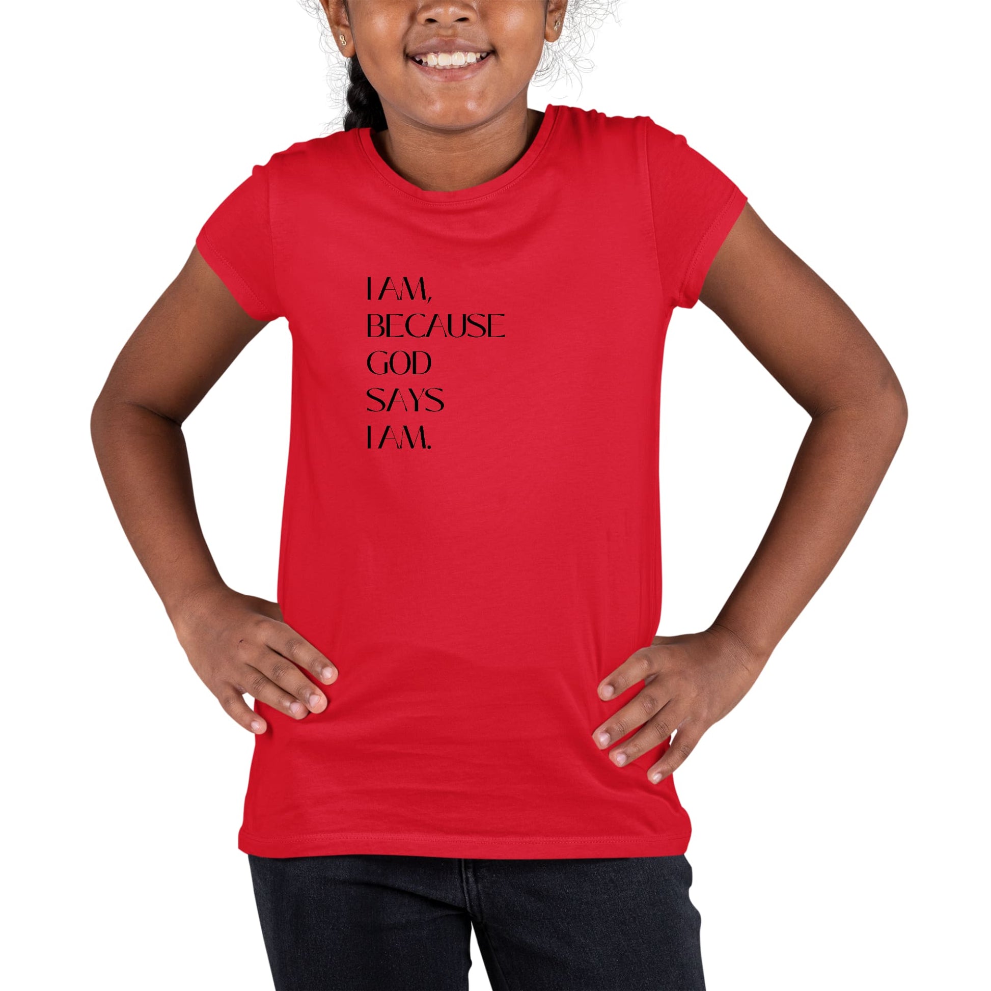 Youth Short Sleeve Graphic T-shirt Say it Soul - i am Because God Says-1